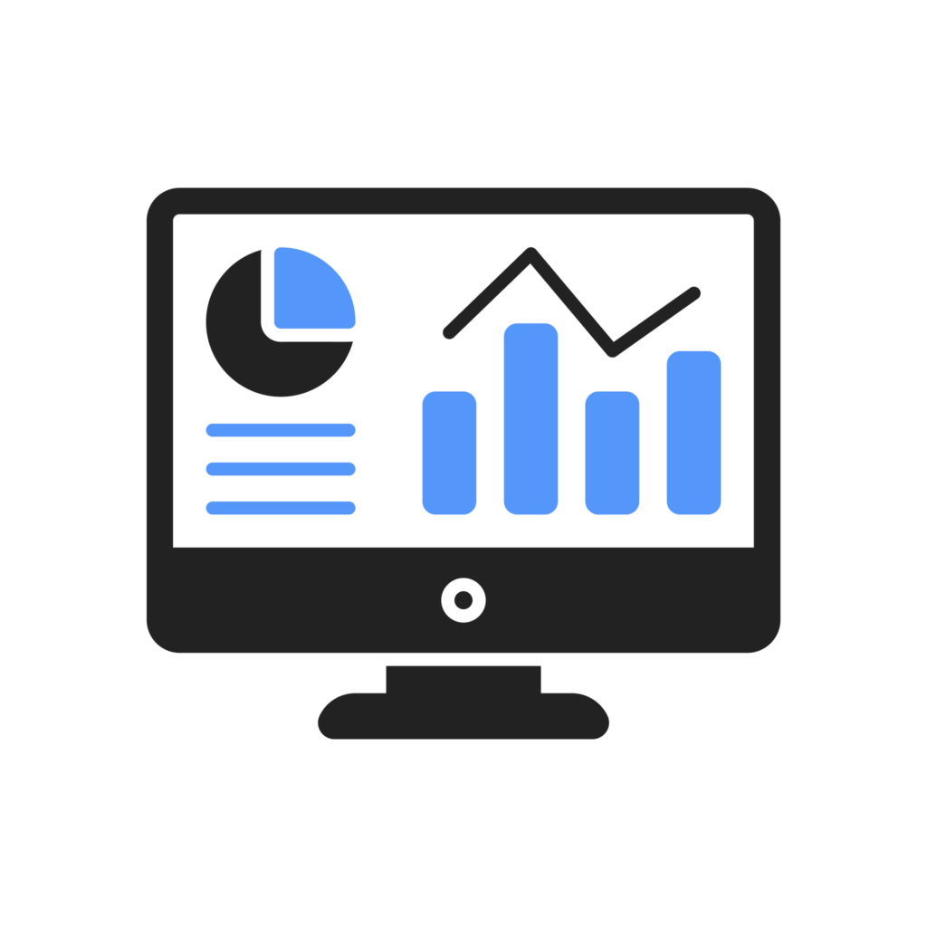 A computer monitor icon displaying chart graphics.